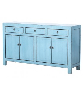 Aparador oriental lacado azul brillo – Pieza única en madera maciza Mdmhogar