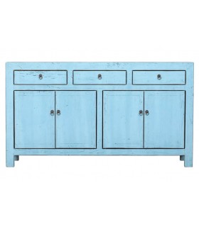 Aparador oriental lacado azul brillo – Pieza única en madera maciza Mdmhogar1