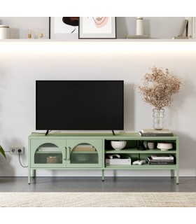 Mueble de TV metálico color verde – Diseño moderno y práctico Mdmhogar