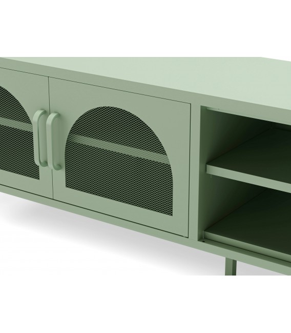 Mueble de TV metálico color verde – Diseño moderno y práctico Mdmhogar4