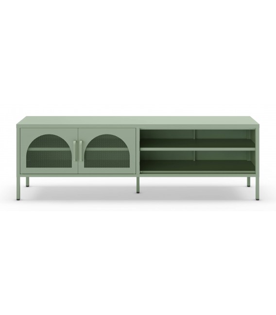 Mueble de TV metálico color verde – Diseño moderno y práctico Mdmhogar2