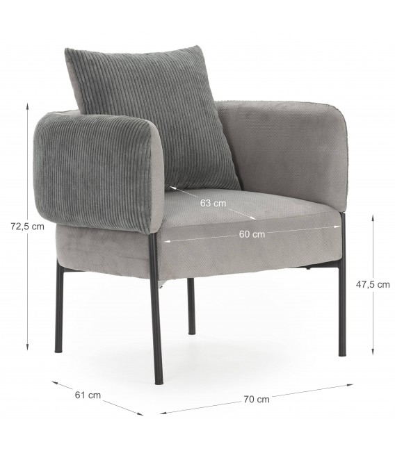 BUTACA COMODA 73 X 78 X 75 RUANI GRIS CLARO