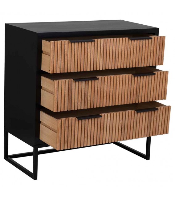 Cómoda madera y metal – Diseño moderno con frentes en relieve Mdmhogar2