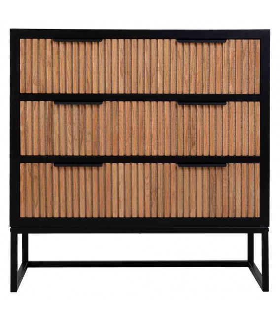 Cómoda madera y metal – Diseño moderno con frentes en relieve Mdmhogar1