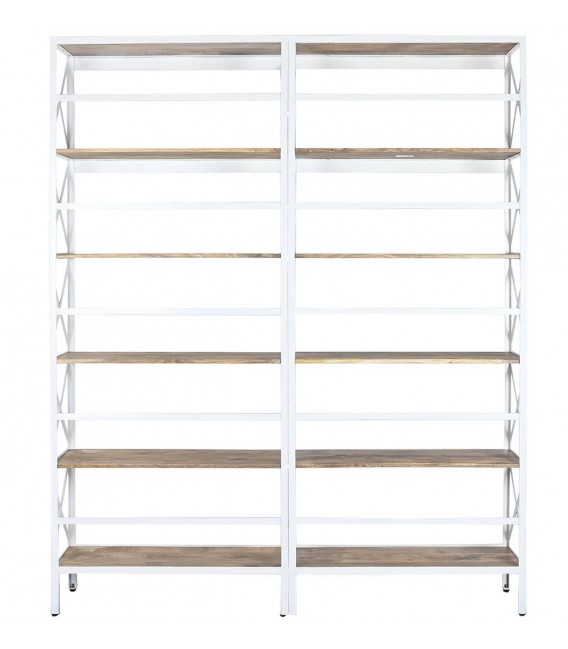 Librería con escalera – Madera de mango y metal blanco Mdmhogar4