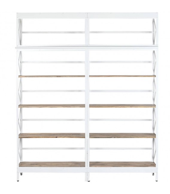 Librería con escalera – Madera de mango y metal blanco Mdmhogar3
