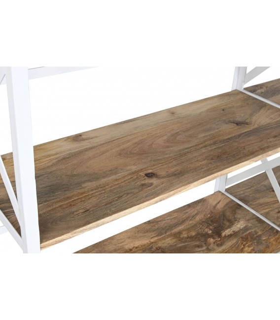 Librería con escalera – Madera de mango y metal blanco Mdmhogar6