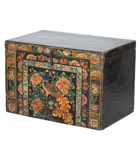 Baúl antiguo oriental – Madera de sicomoro pintada a mano Mdmhogar