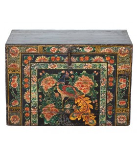 Baúl antiguo oriental – Madera de sicomoro pintada a mano Mdmhogar1