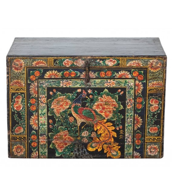 Baúl antiguo oriental – Madera de sicomoro pintada a mano Mdmhogar1