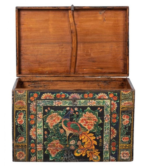 Baúl antiguo oriental – Madera de sicomoro pintada a mano Mdmhogar2