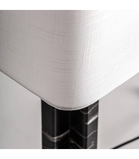Lámpara sobremesa Art Decó – Mármol negro y pantalla blanca Mdmhogar1