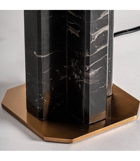 Lámpara sobremesa Art Decó – Mármol negro y pantalla blanca Mdmhogar2