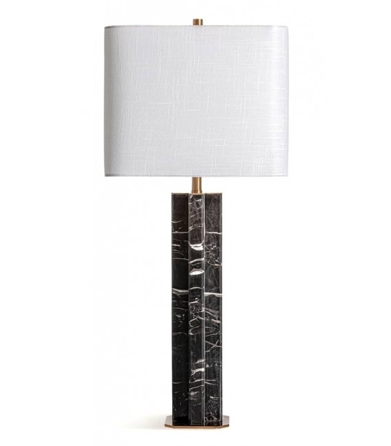 Lámpara sobremesa Art Decó – Mármol negro y pantalla blanca Mdmhogar