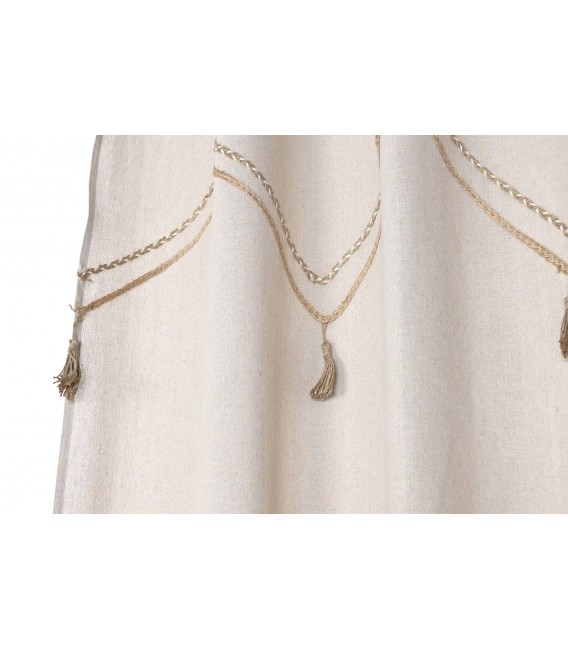 Cortina de algodón – Estilo natural con detalles en beige Mdmhogar3