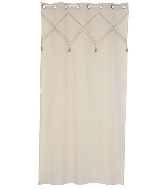Cortina de algodón – Estilo natural con detalles en beige Mdmhogar