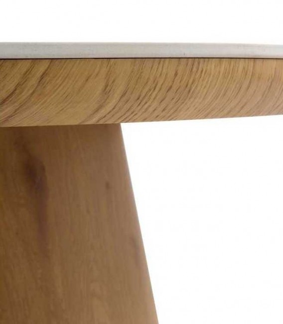 Mesa de comedor cuadrada – Cerámica mármol y roble tostado Mdmhogar3