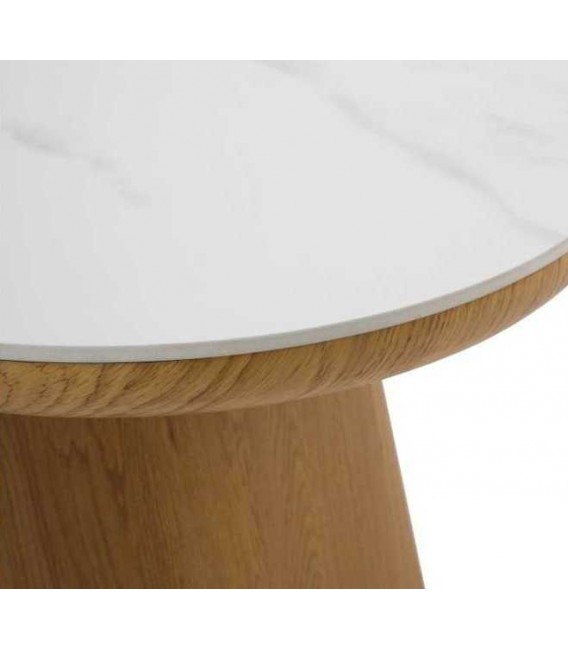 Mesa de comedor cuadrada – Cerámica mármol y roble tostado Mdmhogar4