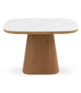 Mesa de comedor cuadrada – Cerámica mármol y roble tostado Mdmhogar1