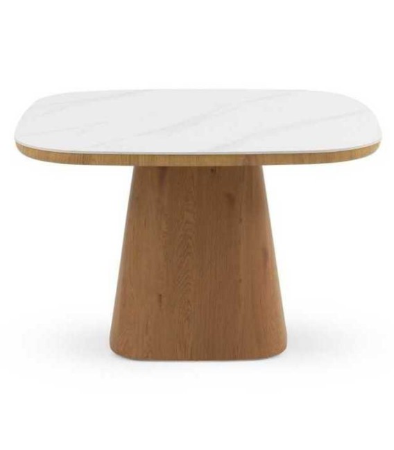 Mesa de comedor cuadrada – Cerámica mármol y roble tostado Mdmhogar1