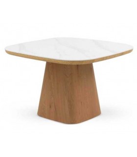 Mesa de comedor cuadrada – Cerámica mármol y roble tostado Mdmhogar