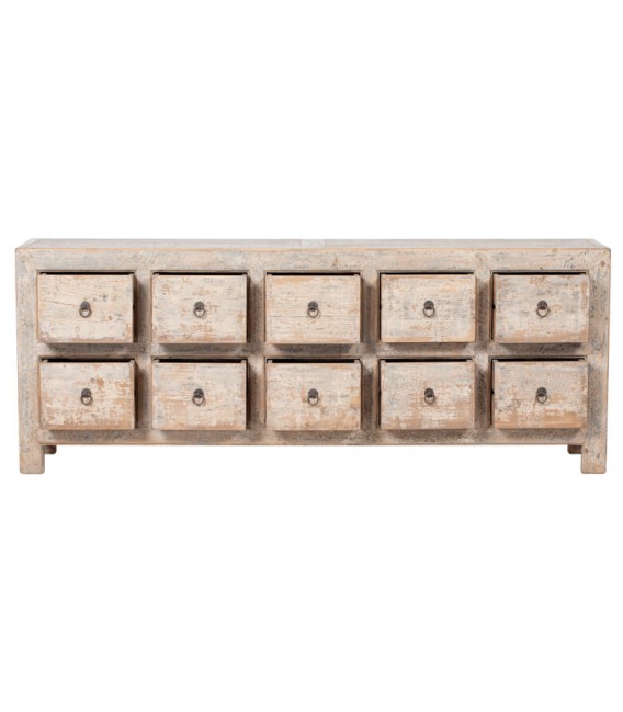 Cómoda XXL madera maciza – 10 cajones y acabado decapado Mdmhogar2