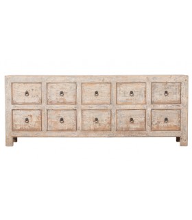 Cómoda XXL madera maciza – 10 cajones y acabado decapado Mdmhogar1