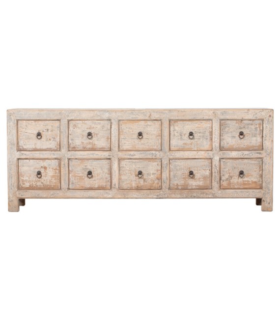 Cómoda XXL madera maciza – 10 cajones y acabado decapado Mdmhogar1