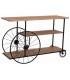Consola industrial madera natural, estructura metal negro, ruedas. Mdmhogar