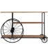 Consola industrial madera natural, estructura metal negro, ruedas. Mdmhogar1