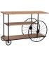 Consola industrial madera natural, estructura metal negro, ruedas. Mdmhogar3