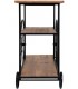 Consola industrial madera natural, estructura metal negro, ruedas. Mdmhogar4