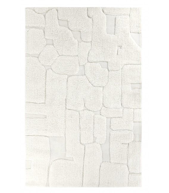 Alfombra rectangular en algodón y lana con relieve geométrico. Mdmhogar