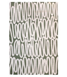 Alfombra rectangular grande en  tonos blancos y verdes mdmhogar