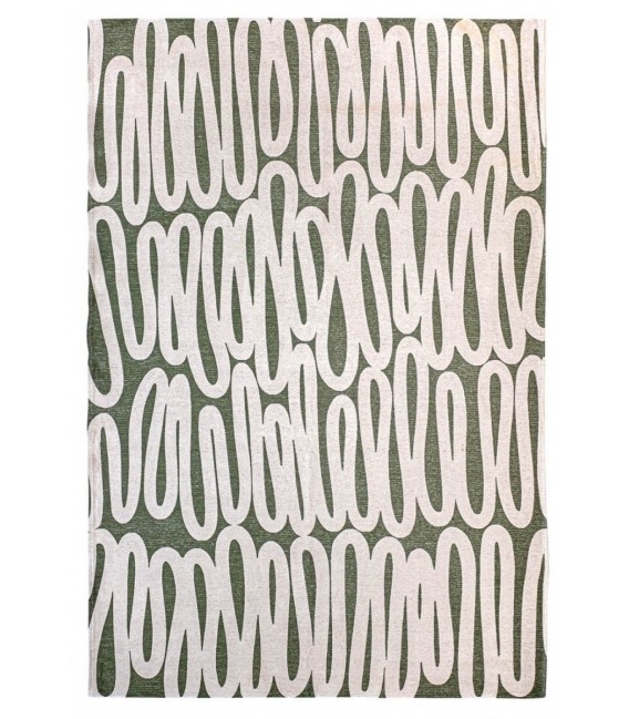 Alfombra rectangular grande en  tonos blancos y verdes mdmhogar