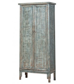 Armario alacena de madera, 2 puertas, 2 cajones, azul decapado. Mdmhogar