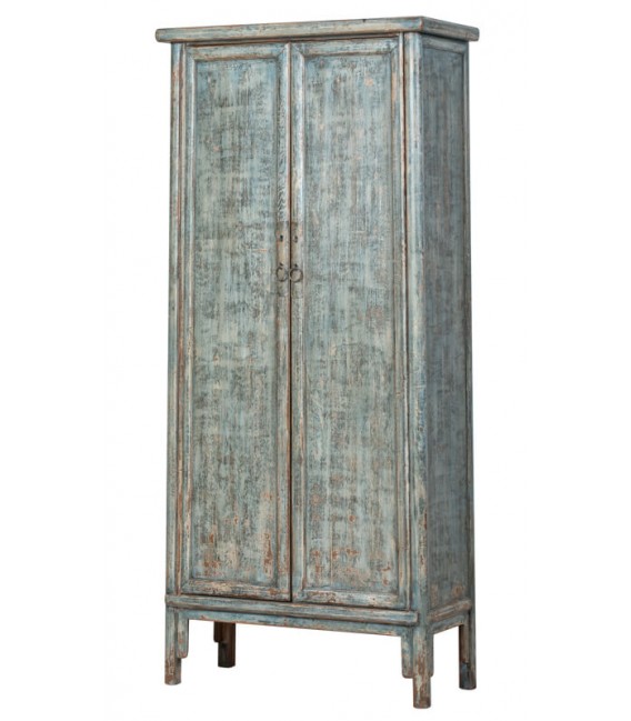 Armario alacena de madera, 2 puertas, 2 cajones, azul decapado. Mdmhogar