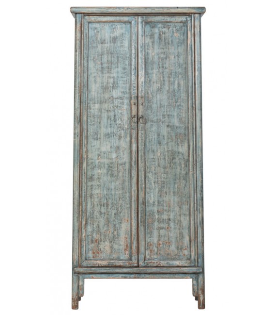 Armario alacena de madera, 2 puertas, 2 cajones, azul decapado. Mdmhogar1