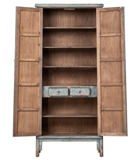 Armario alacena de madera, 2 puertas, 2 cajones, azul decapado. Mdmhogar2