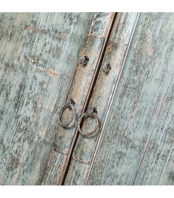 Armario alacena de madera, 2 puertas, 2 cajones, azul decapado. Mdmhogar3