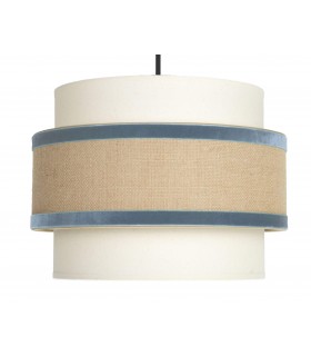 Lámpara de techo boho chic, doble pantalla de saco y terciopelo. Mdmhogar1