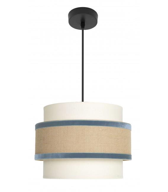 Lámpara de techo boho chic, doble pantalla de saco y terciopelo. Mdmhogar