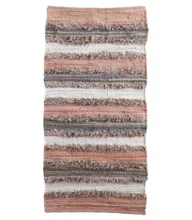 Alfombra tejida a mano rosa, gris y blanco, estilo contemporáneo. Mdmhogar