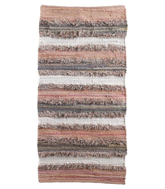 Alfombra tejida a mano rosa, gris y blanco, estilo contemporáneo. Mdmhogar