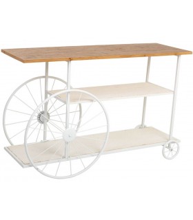 Consola de entrada grande, estilo industrial con ruedas vintage. Mdmhogar