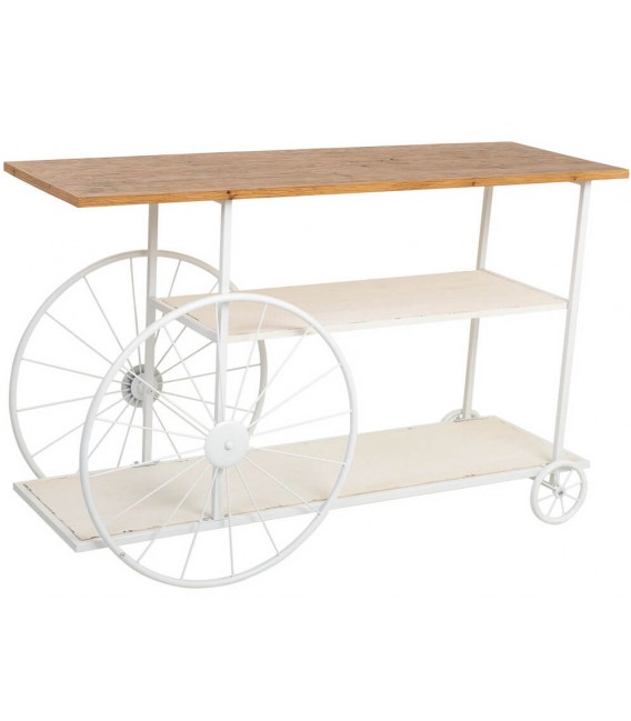 Consola de entrada grande, estilo industrial con ruedas vintage. Mdmhogar