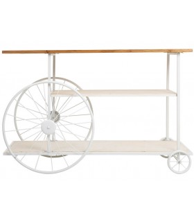 Consola de entrada grande, estilo industrial con ruedas vintage. Mdmhogar1