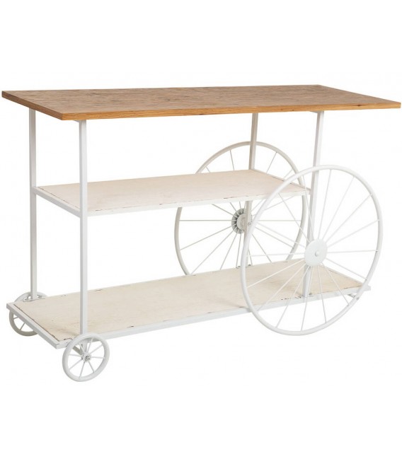 Consola de entrada grande, estilo industrial con ruedas vintage. Mdmhogar2