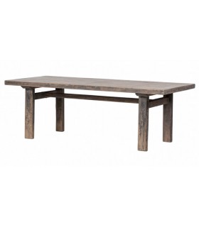 Mesa de comedor fija en madera maciza, rústica con decapado negro. Mdmhogar