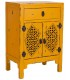 Mesita de Noche en Madera de Olmo Decapada en Amarillo Mdmhogar